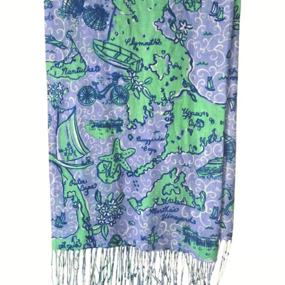 Rare NWOT Lilly Pulitzer Retired Murfee Scarf Nantucket Islands‎ Print - Picture 1 of 6